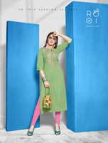 Rooi-Arohi Rayon Satin Designer Kurtis Catalog Collection