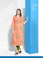Rooi-Arohi Rayon Satin Designer Kurtis Catalog Collection