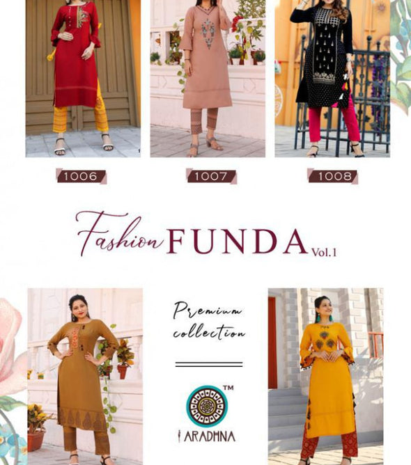 Aradhna Fashion Funda Vol-1 Kurti With Pant Catalog Collection