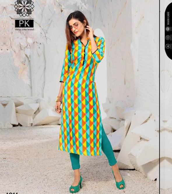 Pk-Lifestyle-2 Rayon Printed Designer Kurtis Catalog Collection