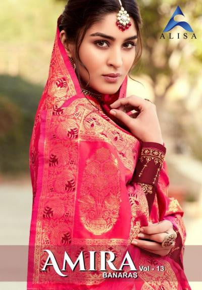 Alisa-Amira-13 Georgette Designer Banarasi Dupatta Suits Catalog Collection