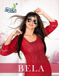 Alishka-Bela Rayon Work Designer Kurtis Catalog Collection