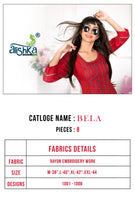 Alishka-Bela Rayon Work Designer Kurtis Catalog Collection