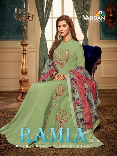 Vardan Ramia 2 Muslin Long Gown With Dupatta Catalog Collection