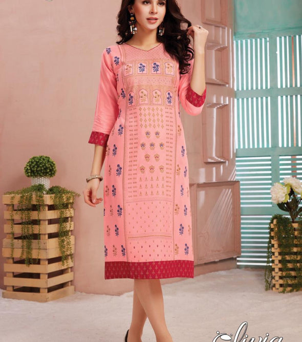 Kanasu Olivia Rayon Casual Wear Kurtis Catalog Collection