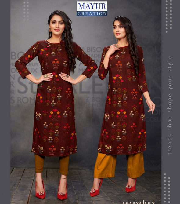 Mayur Ananya Rayon Designer Kurtis Catalog Collection