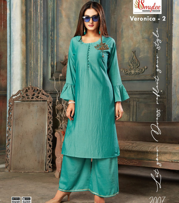 Smylee Veronica-2 Chinon Silk With Work Readymade Kurti Catalog Collection