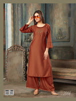 Smylee Veronica-2 Chinon Silk With Work Readymade Kurti Catalog Collection