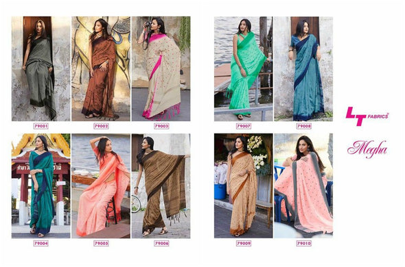 Lt Megha Party Wear Linen Silk Resham Work Saree Catalog Collection At Textile Malll