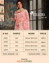 Vellora 10 Net Party Wear Handwork Saree Catalog Collection
