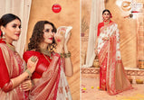 Apple Pooja Exclusive Vol-4 Silk Weaving Red and White Combination Saree Catalog