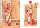 Apple Pooja Exclusive Vol-4 Silk Weaving Red and White Combination Saree Catalog