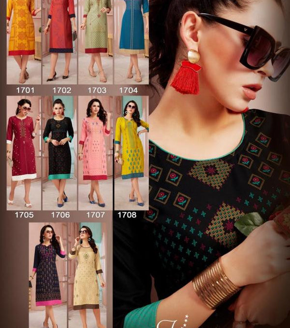 Kanasu Olivia Rayon Casual Wear Kurtis Catalog