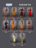 Mayur Creation Ananya Rayon Designer Kurtis Catalog