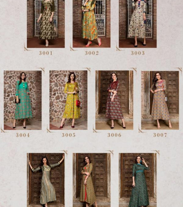 Manisha-Mishti-3 Rayon Printed Fancy Anarkali Style Kurtis Catalog