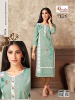 Smylee-Fiza Hevy Slub Rayon Work Kurtis Catalog Collection