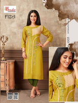 Smylee-Fiza Hevy Slub Rayon Work Kurtis Catalog Collection