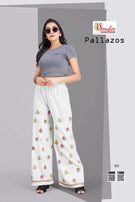 Smylee Pallazos Heavy Rayon Embroidery Worked Palazzo Catalog Collection