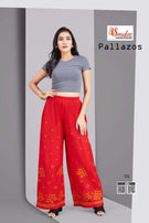 Smylee Pallazos Heavy Rayon Embroidery Worked Palazzo Catalog Collection