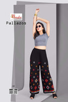 Smylee Pallazos Heavy Rayon Embroidery Worked Palazzo Catalog Collection