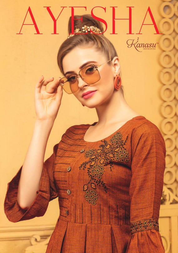 Kanasu Ayesha Heavy Rayon Flair Pattern Short Kurtis Catalog Collection