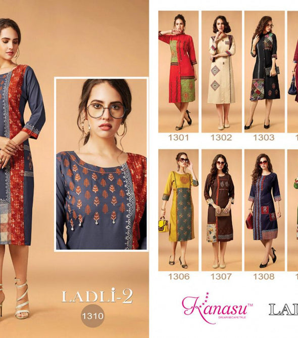 Kanasu Ladli 2 Heavy Rayon Stylish Kurti Catalog Collection