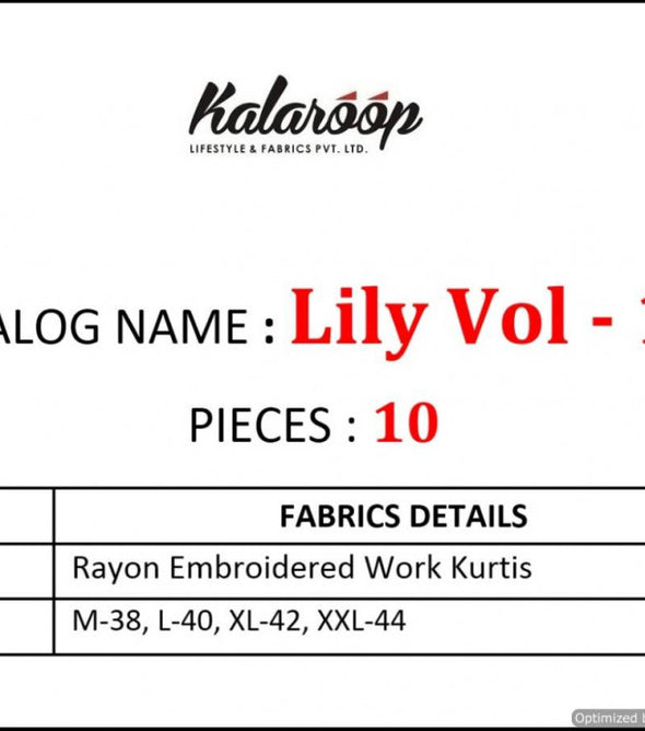 Kajree Lily 17 Heavy Rayon Embroidery Worked Kurti Catalog Collection