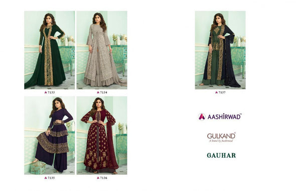 Aashirwad Gauhar Real Georgette Designer Salwar Suits Catalog Collection