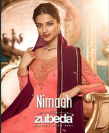 Zubeda Nimaah Satin Georgette Embroidered Salwar Suits Catalog Wholesaler