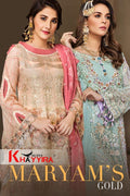 Khayyira Maryams Gold Heavy Georgette Embroidered Pakistani Suits Wholesale Catalog Collection