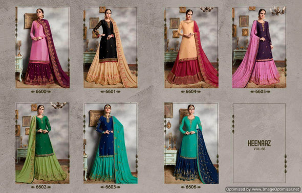 Mf Heenaz 66 Satin Georgette Designer Salwar Suits Catalog Collection