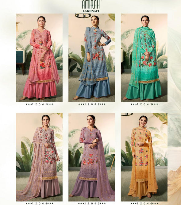 Amirah Lakhnavi Designer Georgette Salwar Suits Wholesale Catalog Collection