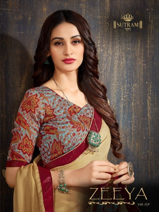 Zeeya Vol-7 Moss Chiffon Printed Fancy Saree Catalog Collection