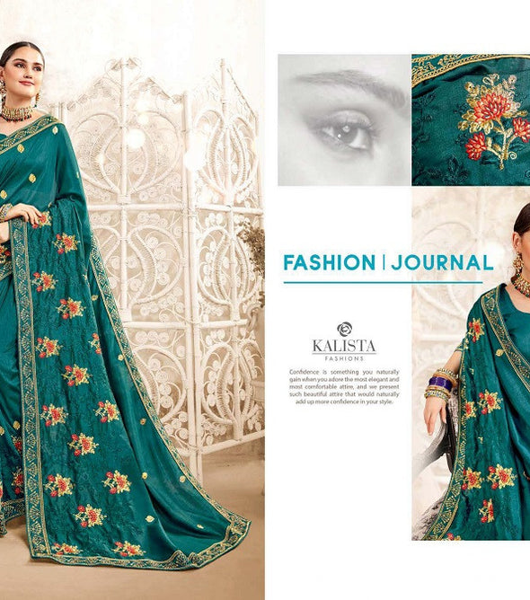 Kalista Golden Girl Designer Embroidered Georgette Saree Catalog Collection