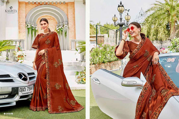 Kalista Hero 8 Party Wear Georgette Embroidered Saree Catalog Collection