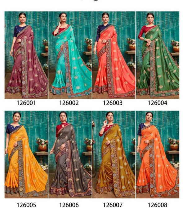 Saroj Simona Designer Embroidered Wedding Wear Saree Catalog Collection