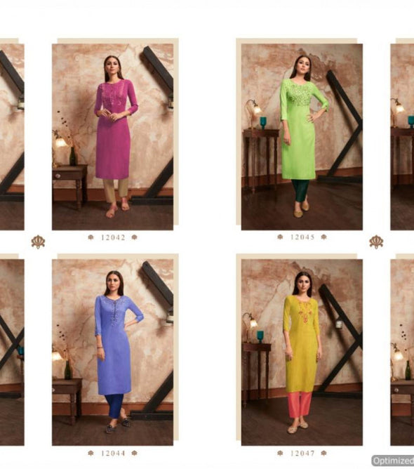 Kalaroop Kivi Two Tone Rayon Casual Wear Kurti Catalog Collection