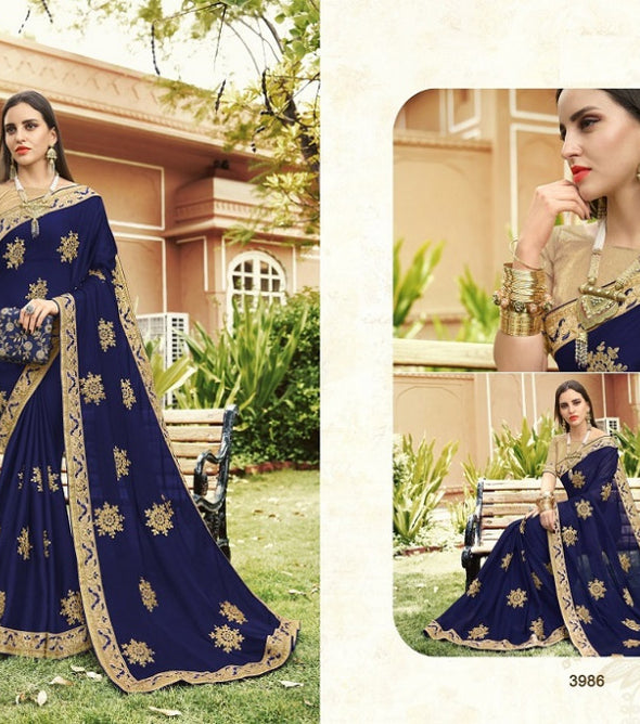 Kalista Cocktail Designer Embroidered Georgette Saree Catalog Collection