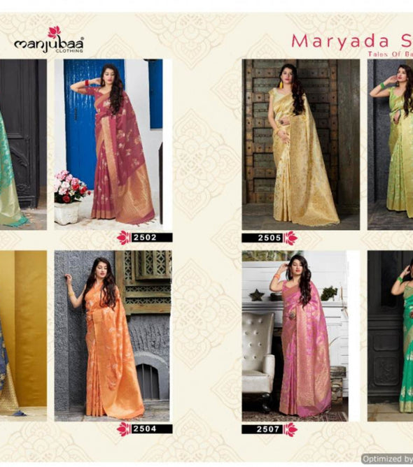 Manjubaa Maryada Silk Designer Festive Wear Silk Saree Catalog Collection