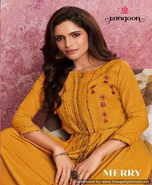 Rangoon Merry Heavy Rayon Rich Look Kurti With Bottom Catalog Collection