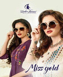 Ladies Flavour Miss Gold Designer Maya Slub Long Kurti Catalog Collection
