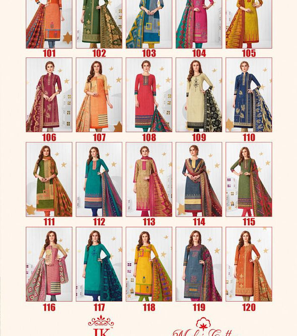 Jk Malai Cotton Pure Cotton Printed Dress Material Catalog Collection