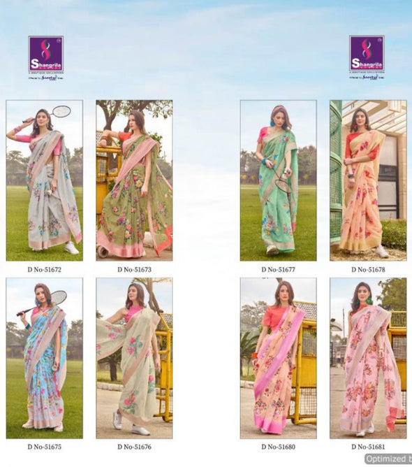 Shangrila Jaipuri Linen 3 Rich Collection Of Linen Cotton Saree Catalog Collection