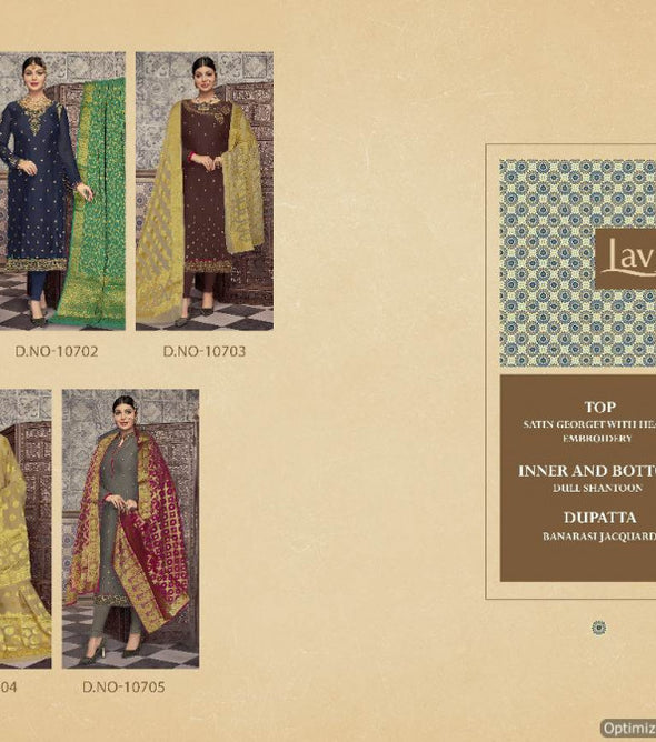 Lavina Vol 107 Satin Georgette Embroidered Salwar Suits Catalog Collection