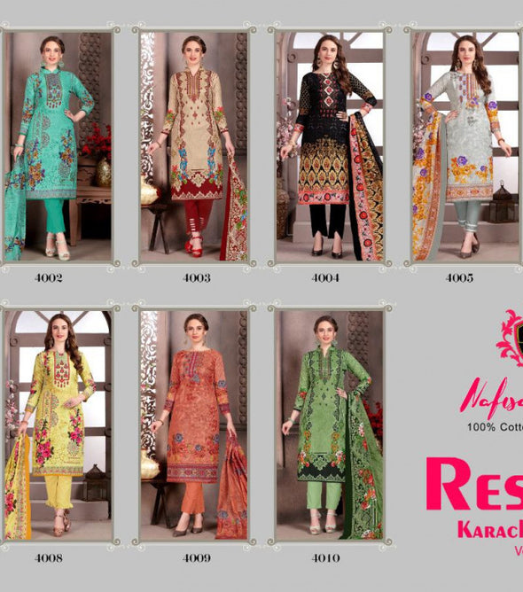 Nafisa Reshma Karachi 4 Pure Cotton Printed Dress Material Catalog Collection