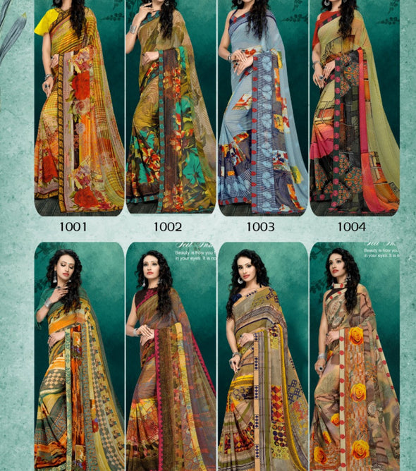 Radio Weightless Satin Running Wear Printed Saree Catalog Collection