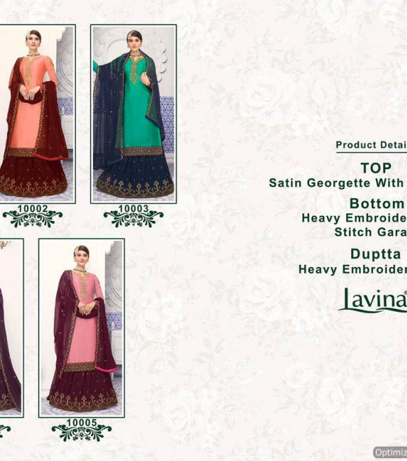 Lavina Vol 100 Satin Georgette Embroidered Salwar Suits Catalog Collection