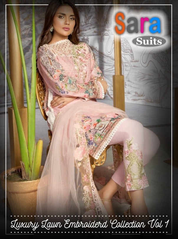 Sara Suits Luxury Lawn 1 Lawn With Digital Printed Salwar Suits Catalog Collection