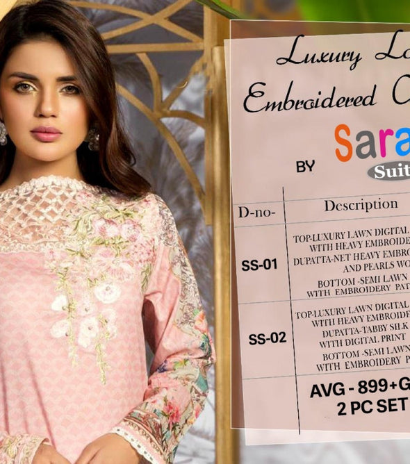 Sara Suits Luxury Lawn 1 Lawn With Digital Printed Salwar Suits Catalog Collection