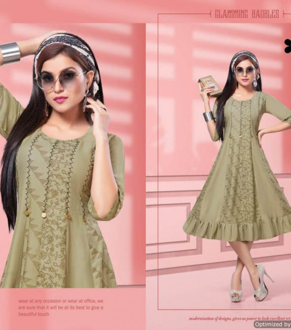Kinti Anmol Heavy Rayon Round Cut Short Kurti Catalog Collection